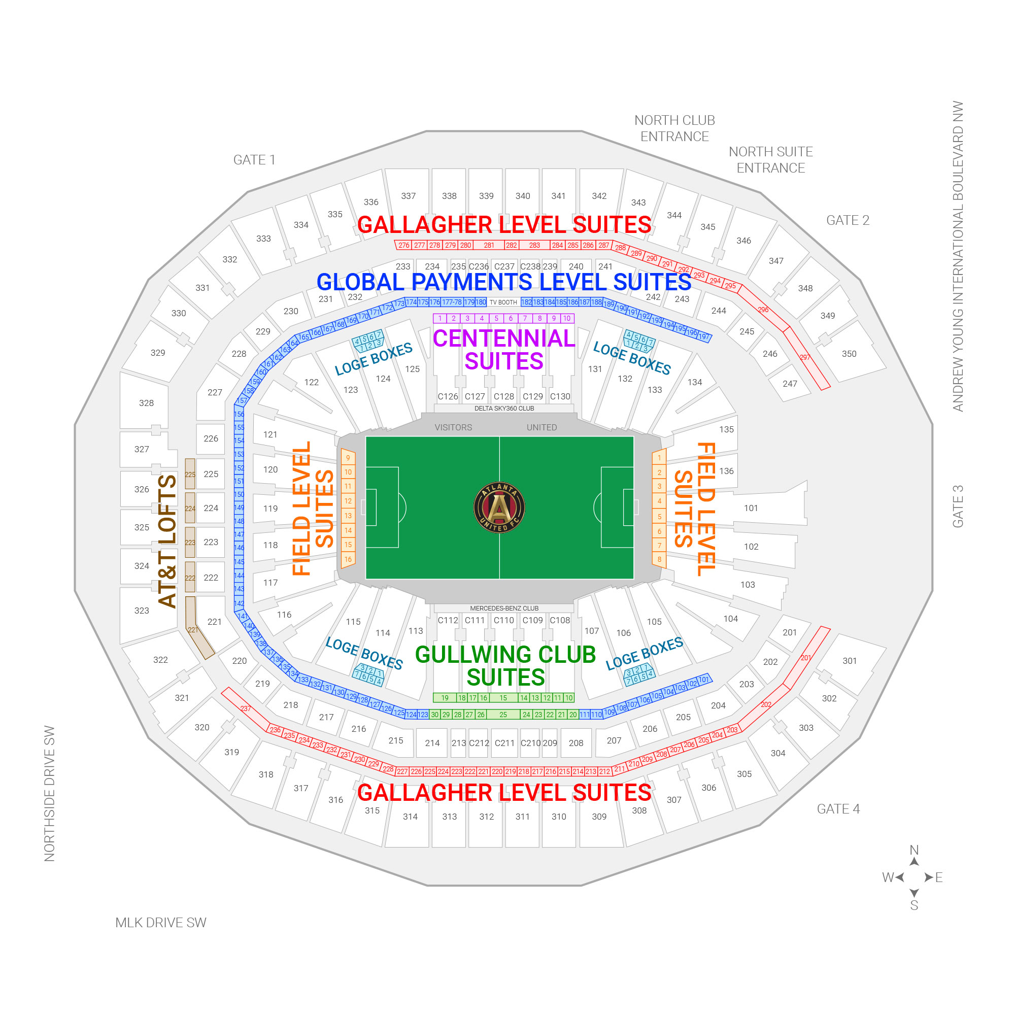 Mercedes-Benz Stadium / Atlanta United FC Suite Map and Seating Chart